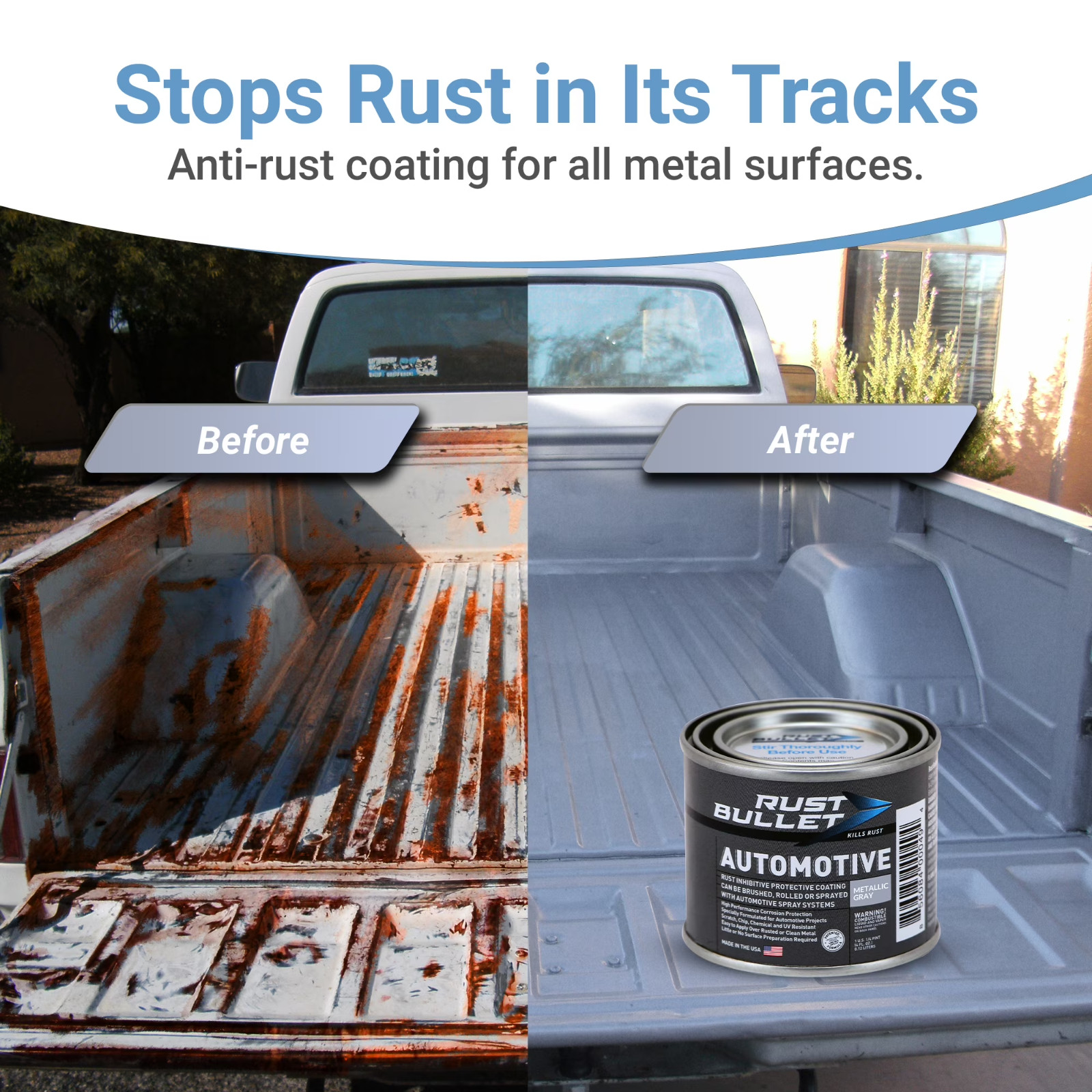 Rust Bullet Automotive - Metallic Gray - Quart - Rust Inhibitor & Protective Coa