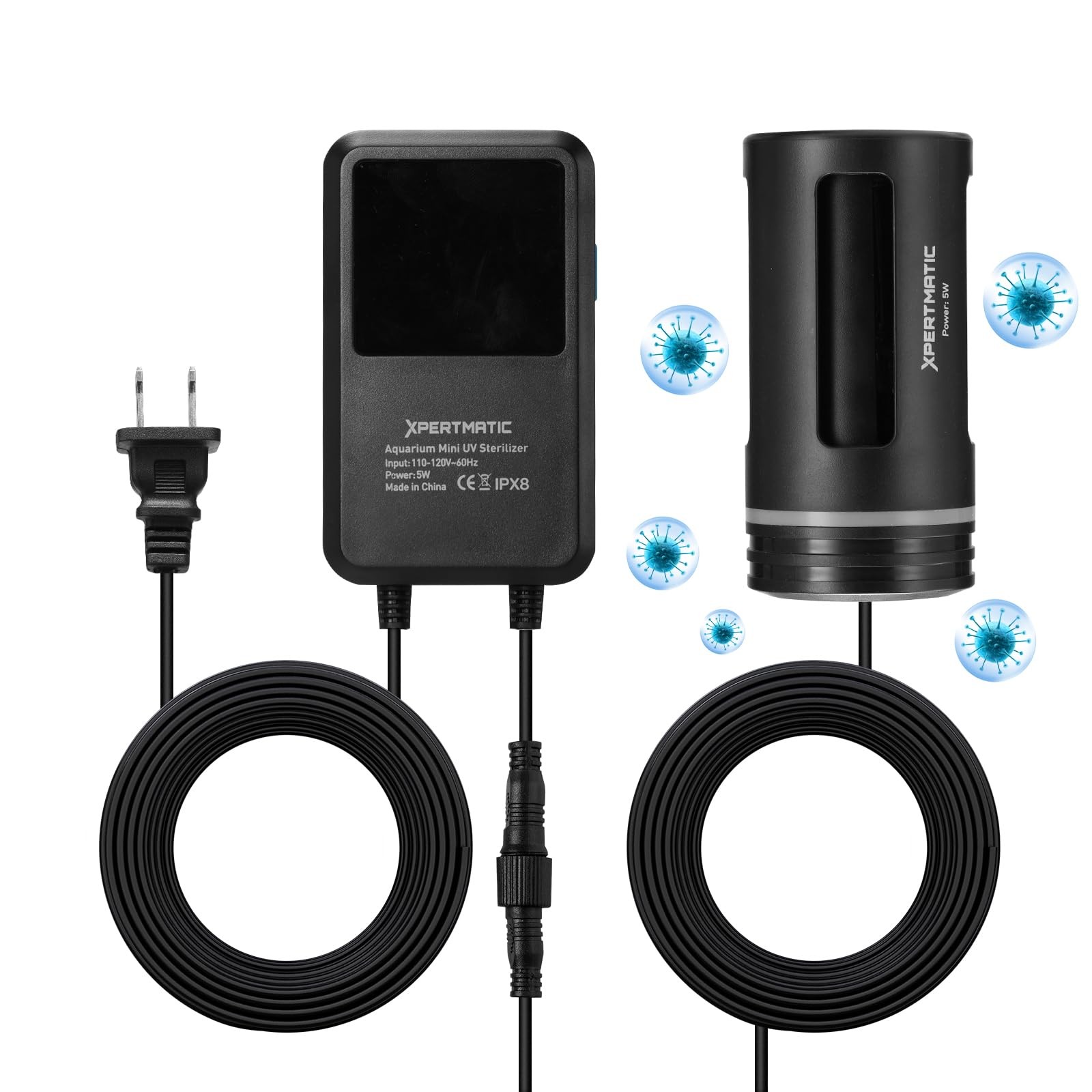 XpertMatic Aquarium Sterilizer Light, 5W Mini Submersible Sanitizer with Time...