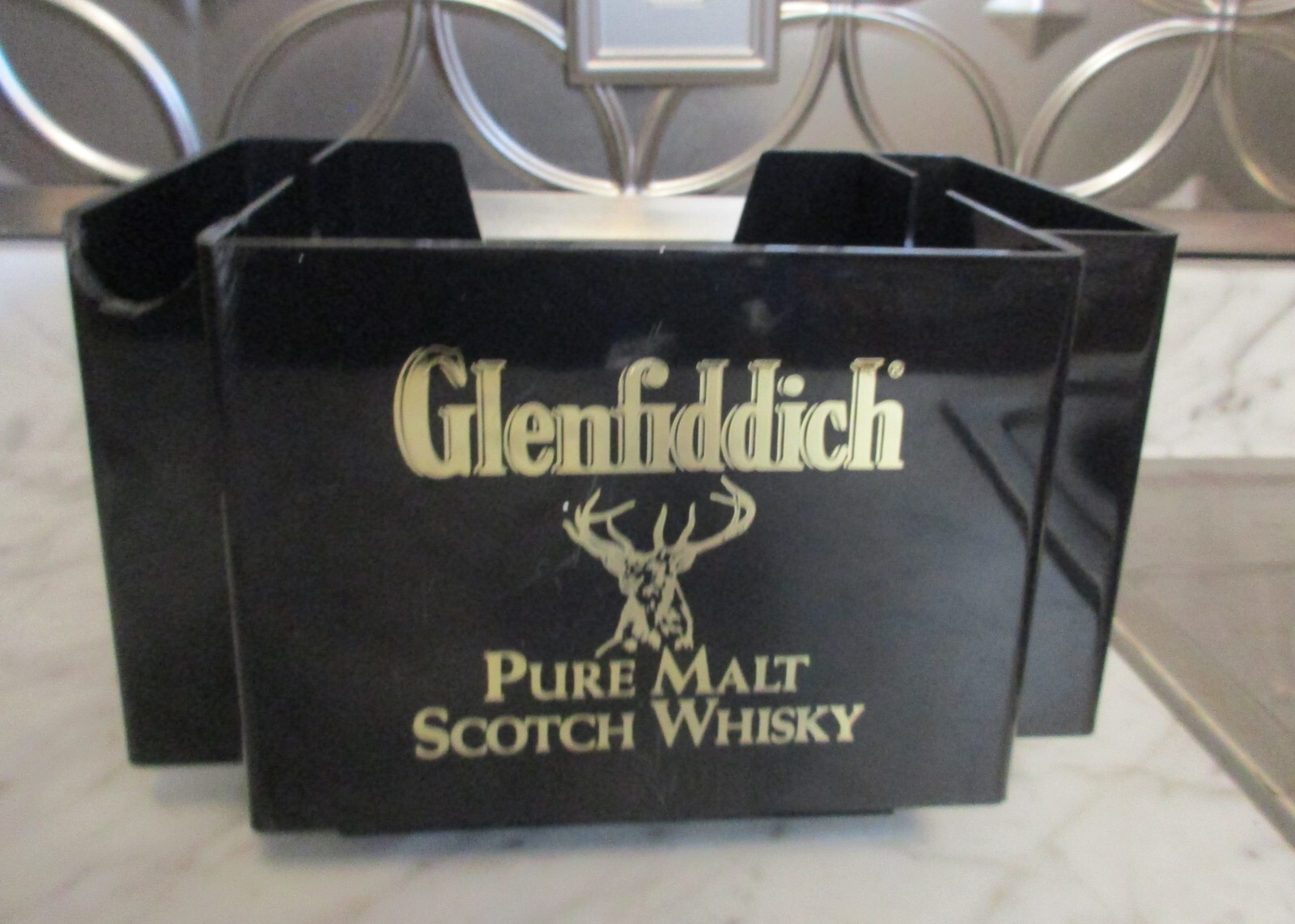 Glenfiddich Whiskey Advertising Bar Counter Napkin Stirrer Holder Rack