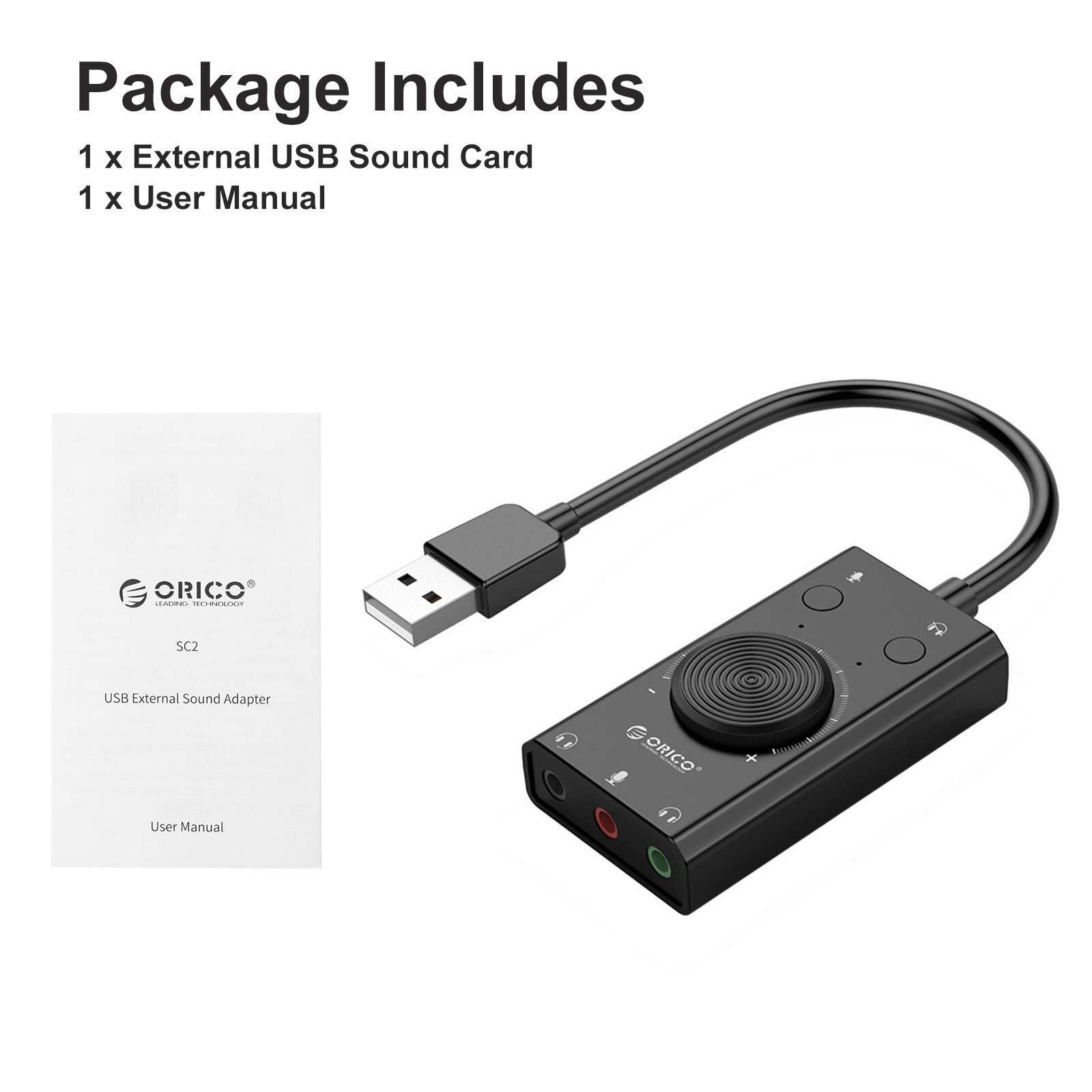 3Port USB Sound Card 7.1 Channel External Audio Adapter 3.5mm Stereo Headset Mic