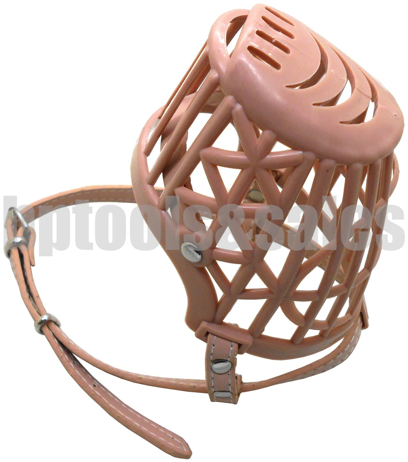 Basket Dog Muzzle Adjustable Leather Strap Pet Dog Grooming No Bark Bite Beige