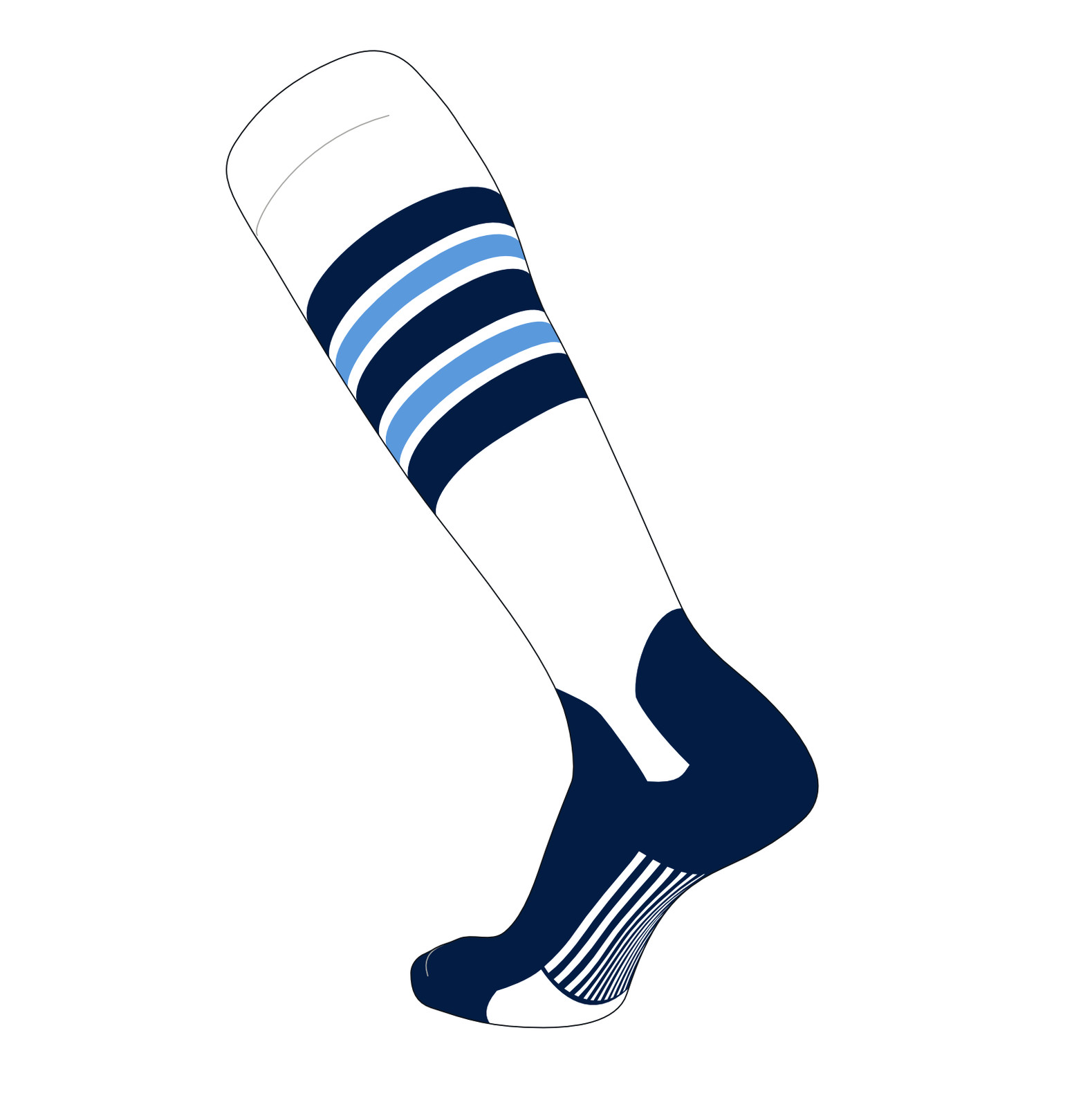 TCK Elite Baseball Knee High Stirrup Socks (F, 5in) White, Navy, Baby Blue, Navy