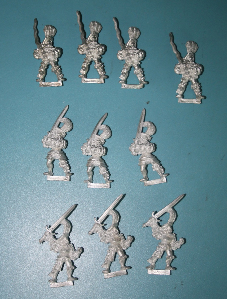 LOT OF 10 SWORDSMAN WHF EMPIRE OF MAN GREATSWORD METAL FIGURES WARHAMMER 1992