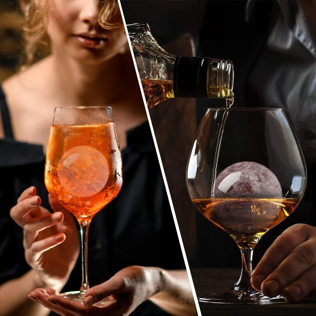 Ice Ball Maker, Reusable 2.5 Inch Ice Cube Trays, Easy Release Silicone round