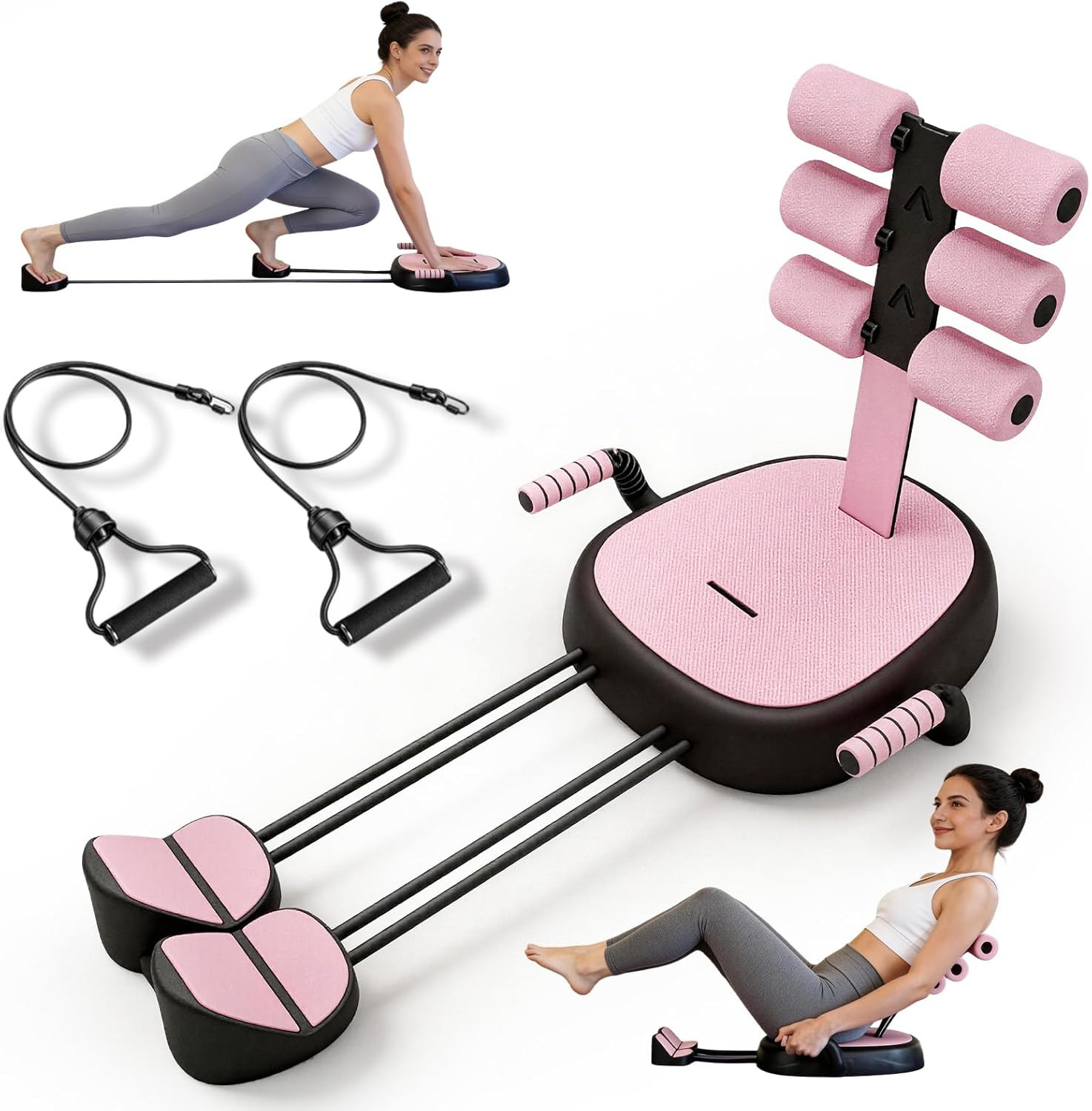 Ab Crunch Machine, Portable Sit up Exercise Equipment with Resistance Band, Ab C