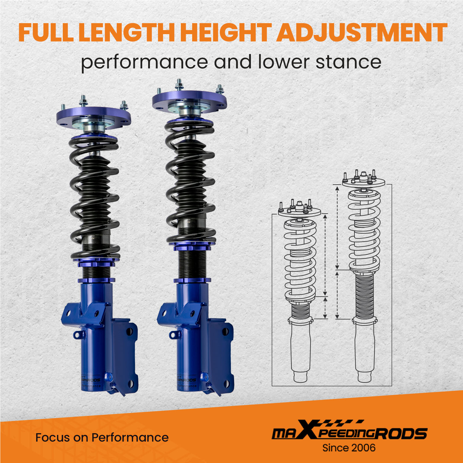 Coilovers Suspension Set For Ford Mustang 2005-2014 Adj. Height Struts Shocks