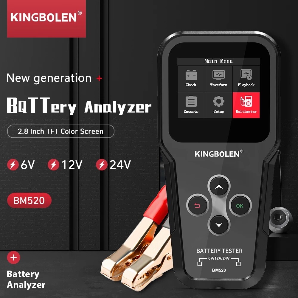 BM520 6V 12V 24V Car Truck Motorcycle Battery Tester Charging System Analyzer