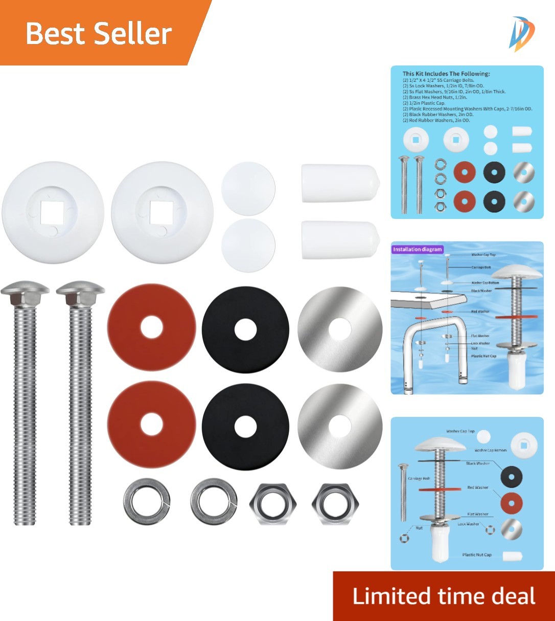 Stainless Steel Diving Board Bolts Kit for 6ft/8ft/10ft Pool Safety & Durability
