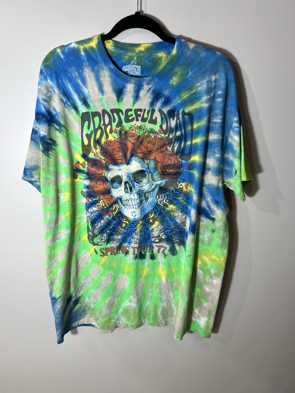 Liquid Blue Grateful Dead Spring Tour '77 Mens T-Shirt XXL Tie Dye Blue Green