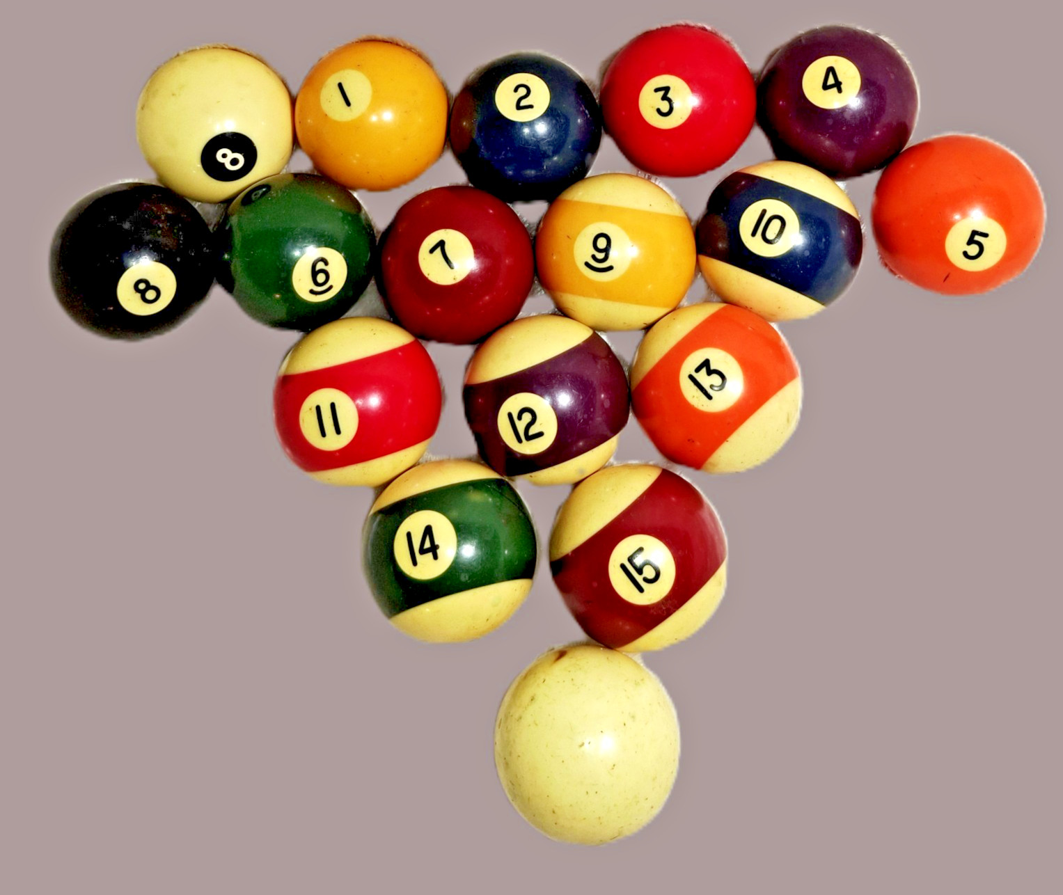 vtg Billiard Ball Set Bakelite Yellow Patina Pool-Aramith Premier?-White 8 Ball