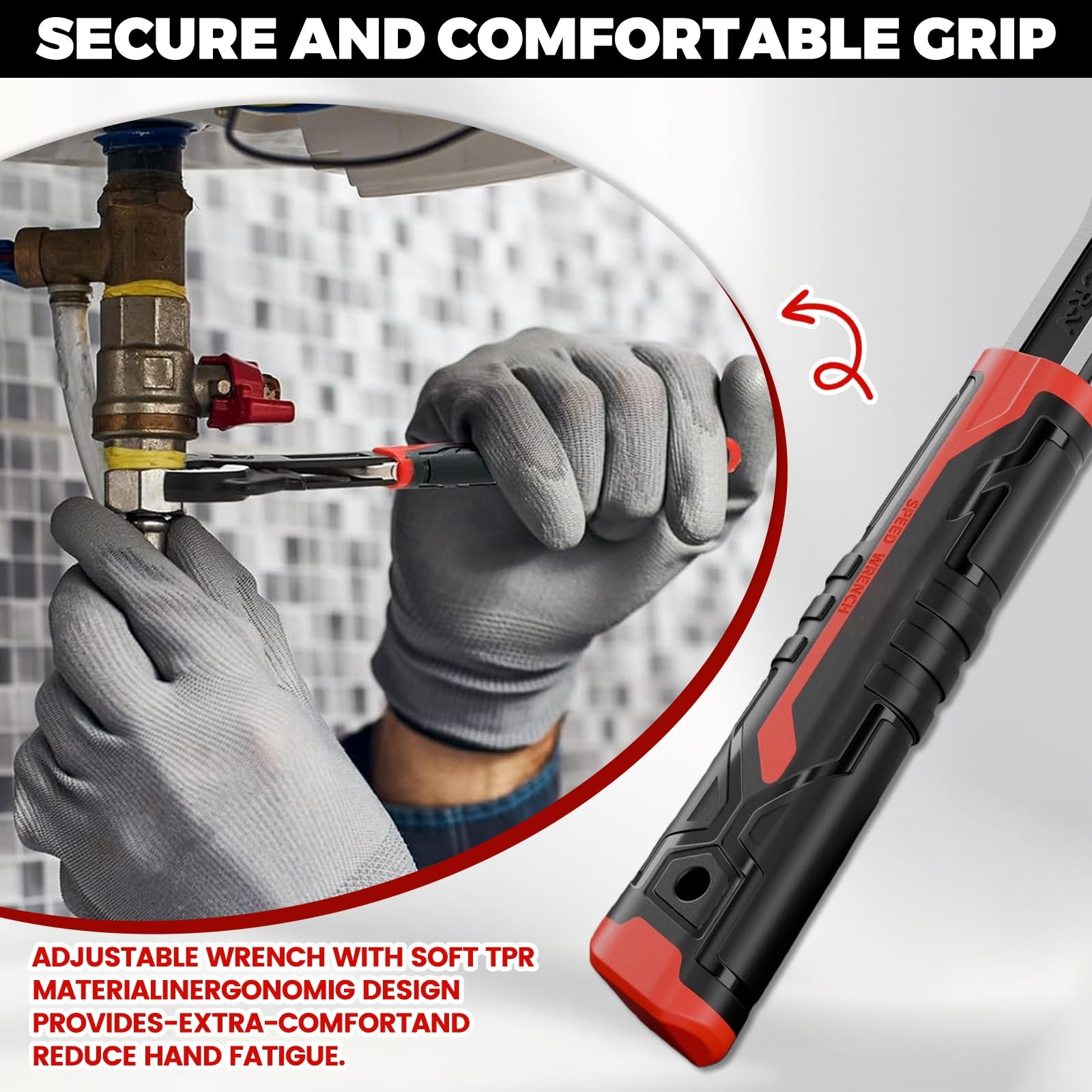6” 8” 10” Multi-function Self-locking Pipe Wrench Set, Chromium Vanadium Stee...