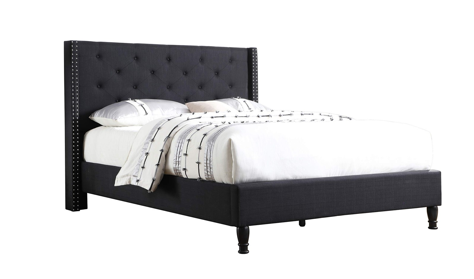 Home Life Linen Upholstered Platform Bed - Cloth Platform Bed with 51 Tall He...