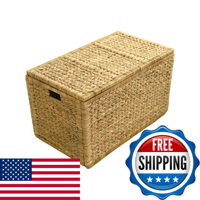 Chumdecor 30 Wicker Storage Trunkhandwoven Trunk Organizer Metal Hinges At Lid
