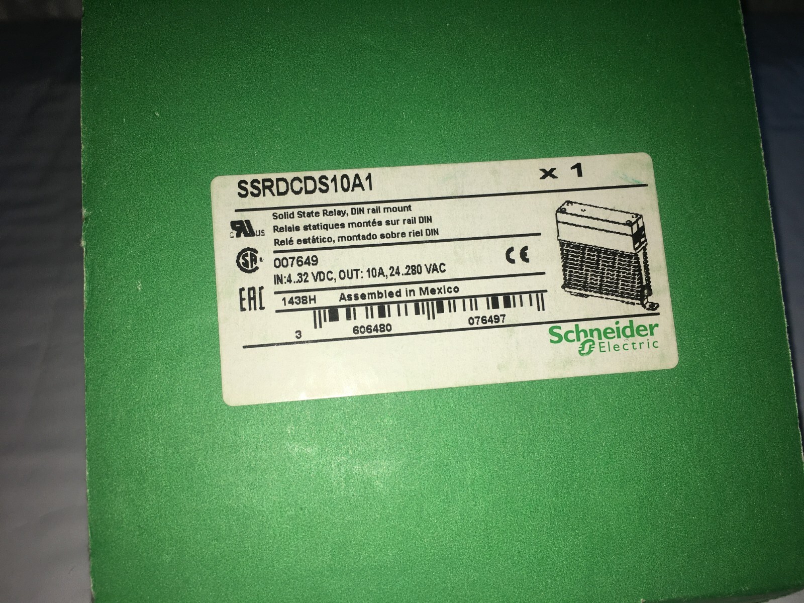 SSRDCDS10A1 Schneider Solid State Relay NEW No tariff to US customers