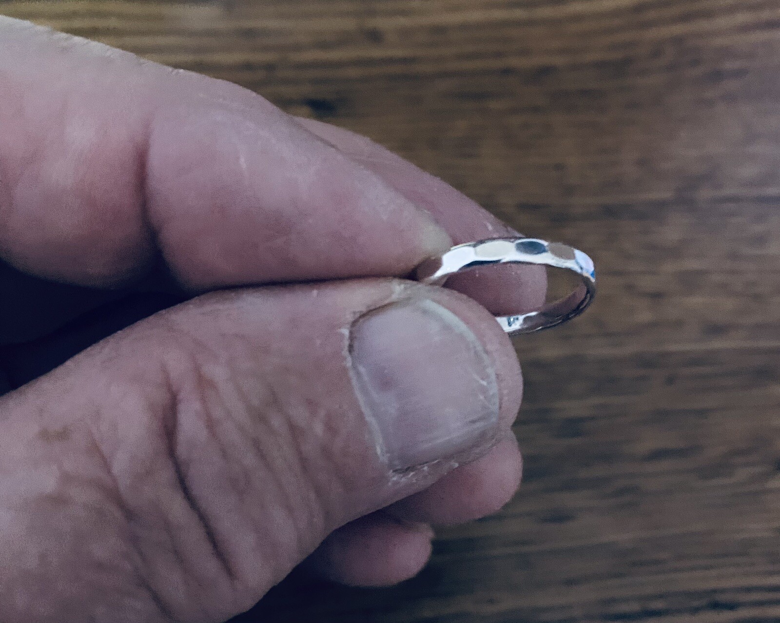 Hammered Thin Sterling Band