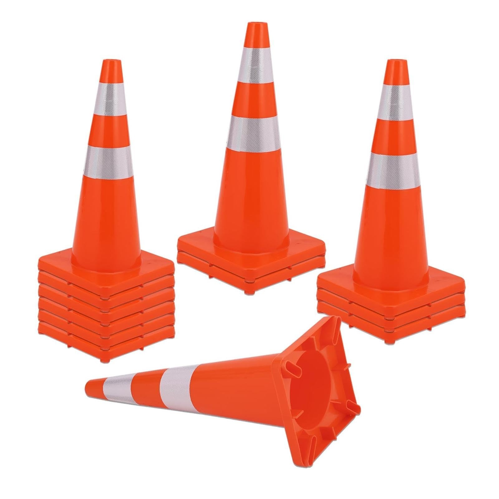 12 Packs 28" PVC Traffic Cone with Reflective CollarHigh Visibility Safety Cone