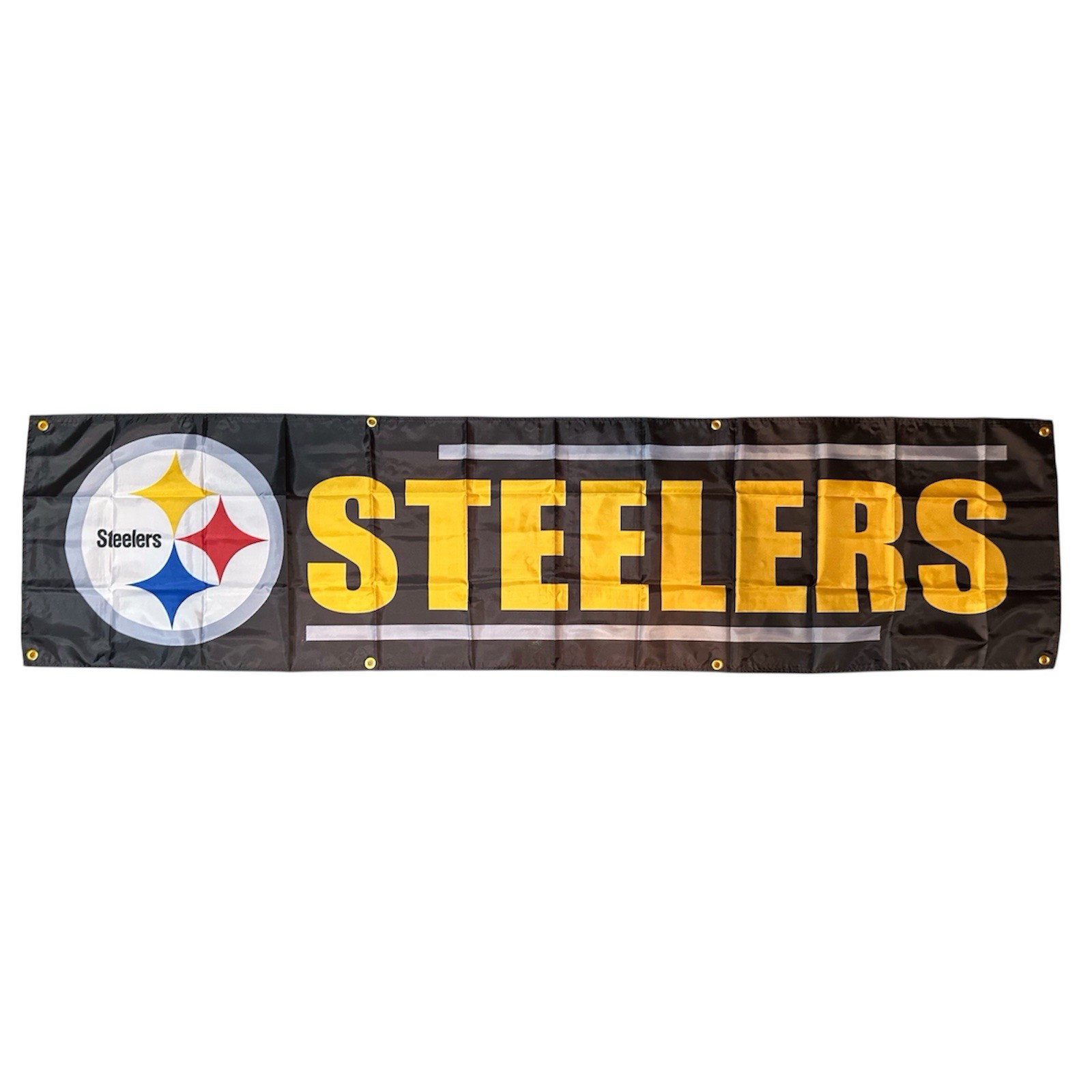 Pittsburgh Steelers 2x8 Ft  Banner Flag Fan Decor Gift Logo 8 Grommets Huge