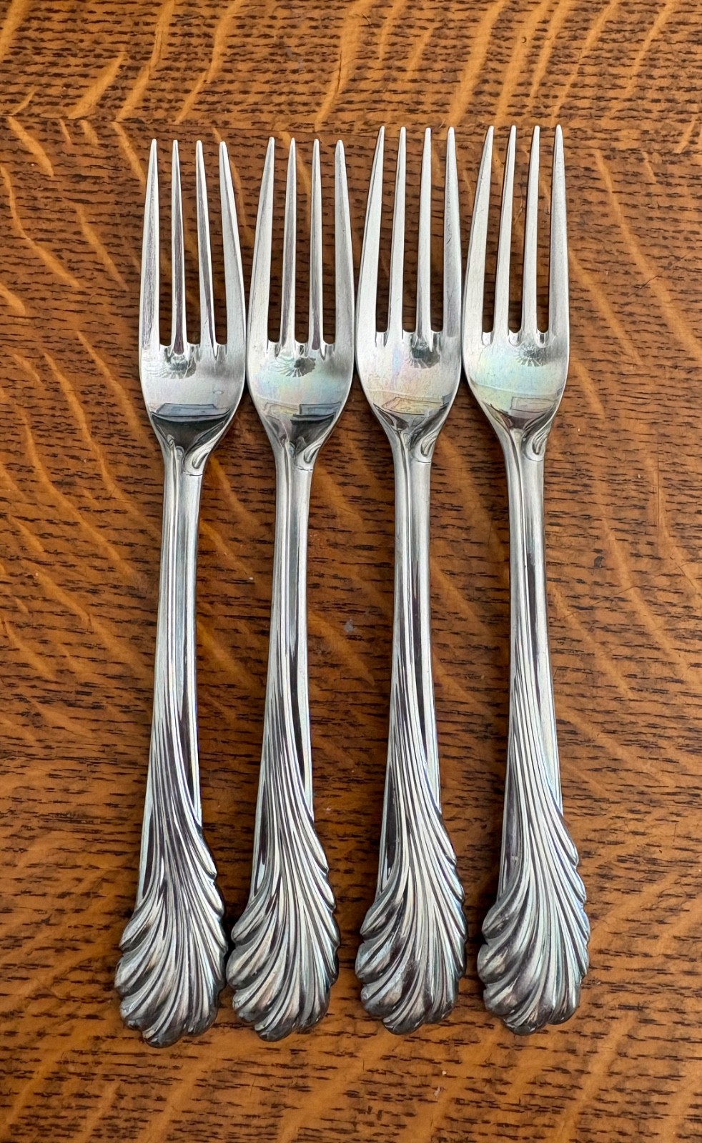 4 Yamazaki Stainless Steel Flatware  COVE pattern 6 7/8"  SALAD FORKS