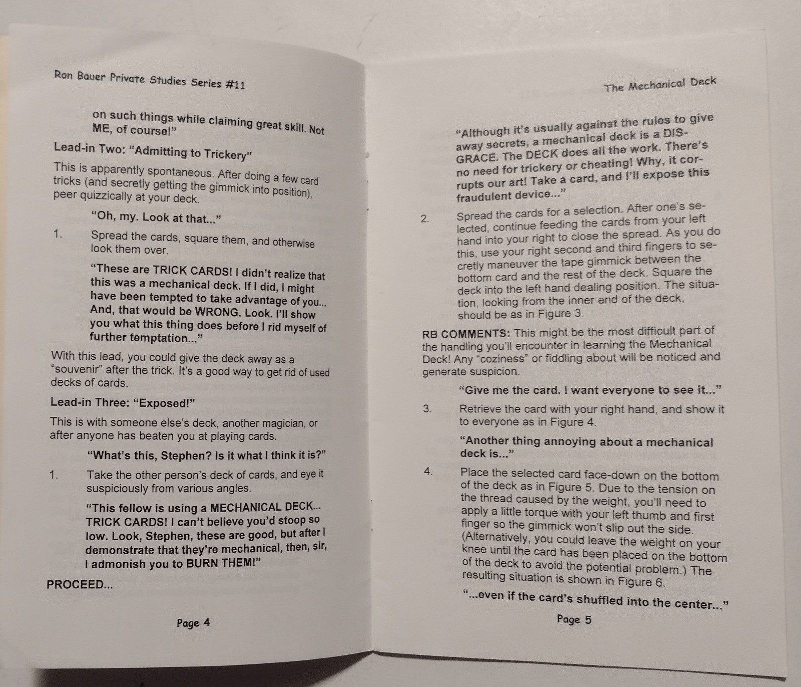 Ron Bauer's Mechanical Deck Private Studies #11 Scarce Preview Issue
