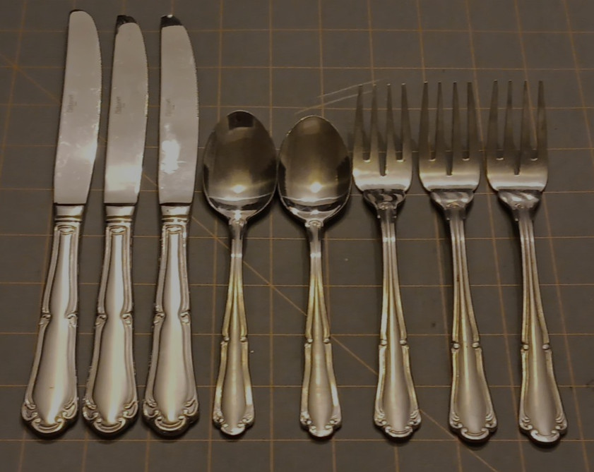 Lot Of 8 Pfaltzgraff Edgehill Frost 18/0 Mixed Flatware Piece Lot