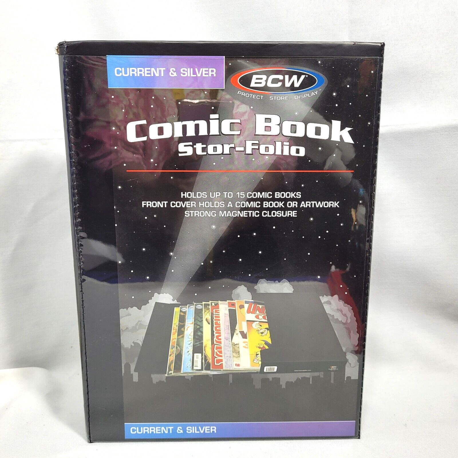BCW Black Comic Book Stor-Folio, Current & Silver, Holds up to 15 Comic Books