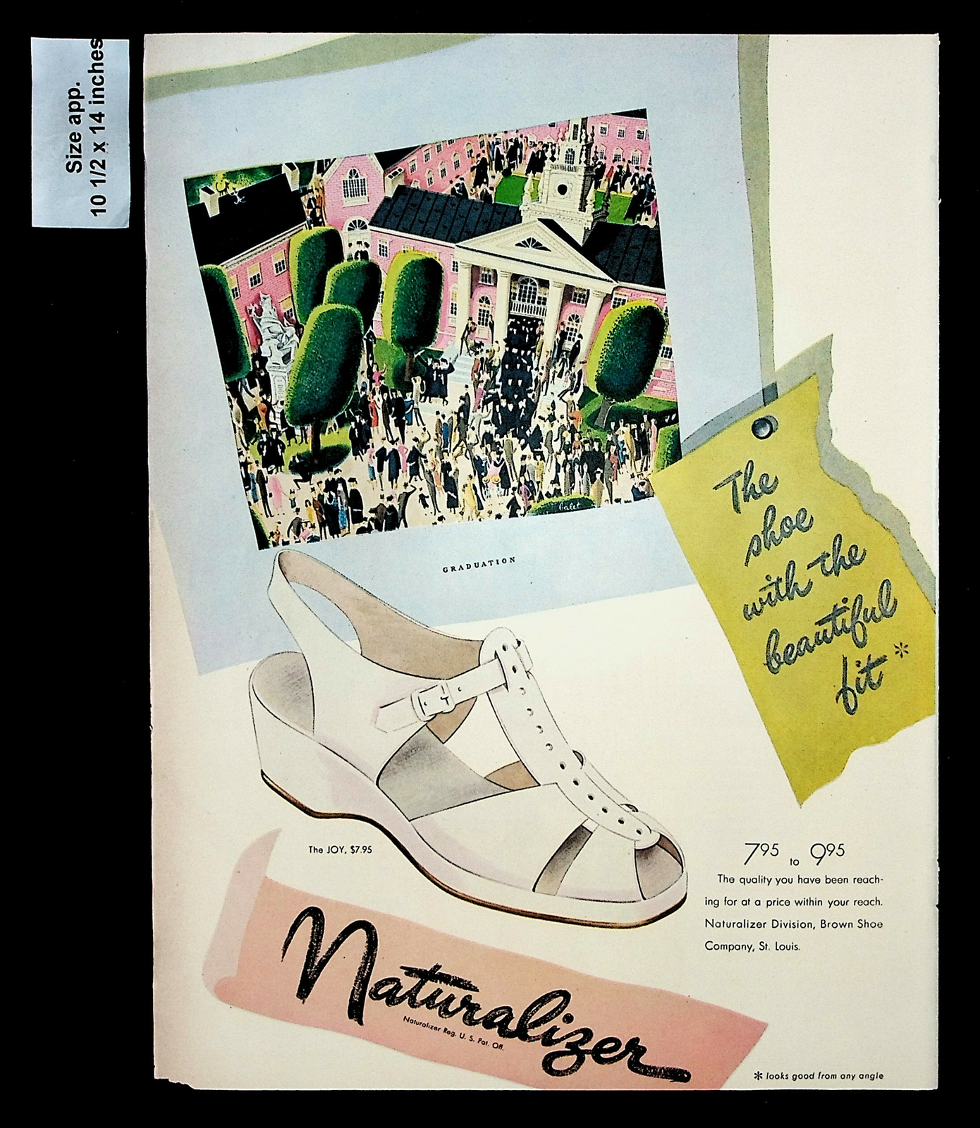 1947 Naturalizer Shoe Heels Women Fashion Clothing Vintage Print Ad 30333