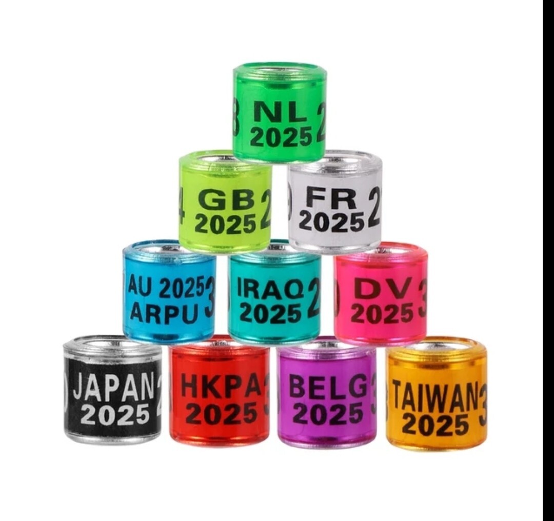 50 PCS 2025 Pigeon Foot Rings With Excelente Quality Durable 10 Colors