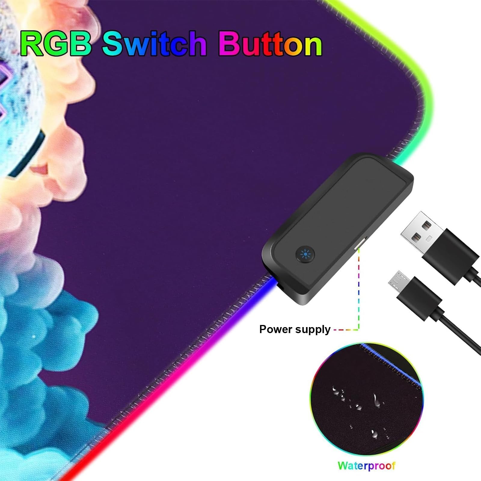 RGB Gaming Mouse Pad, Large Mousepad with LED Light 13 Light Modes Touch Cont...