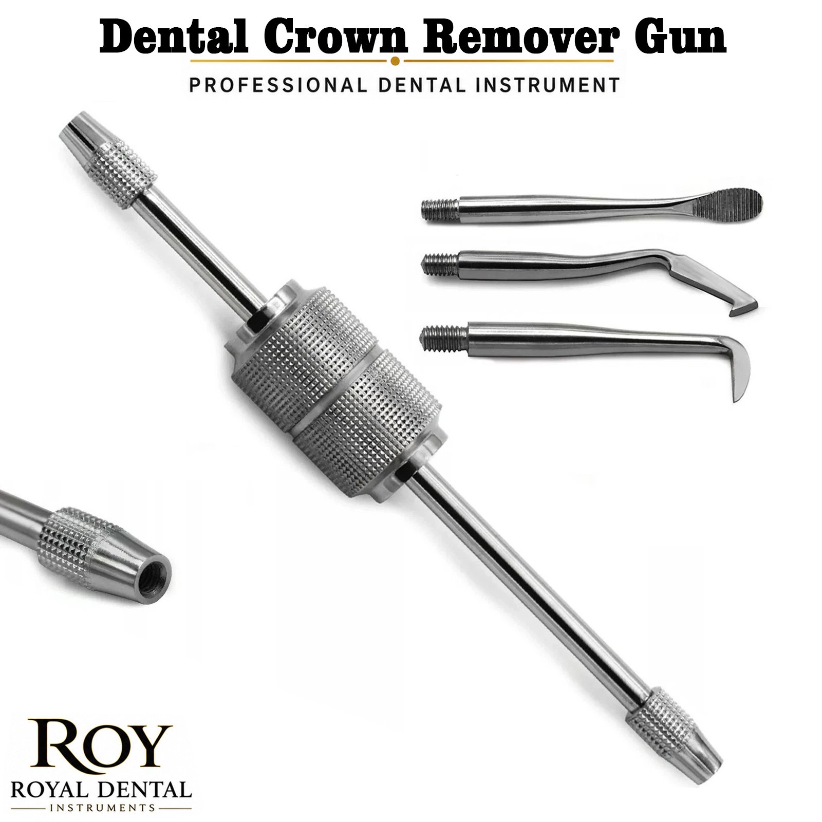 Dental Teeth Crown Remover Manual Stainless Steel 3 Tips Surgical Instruments