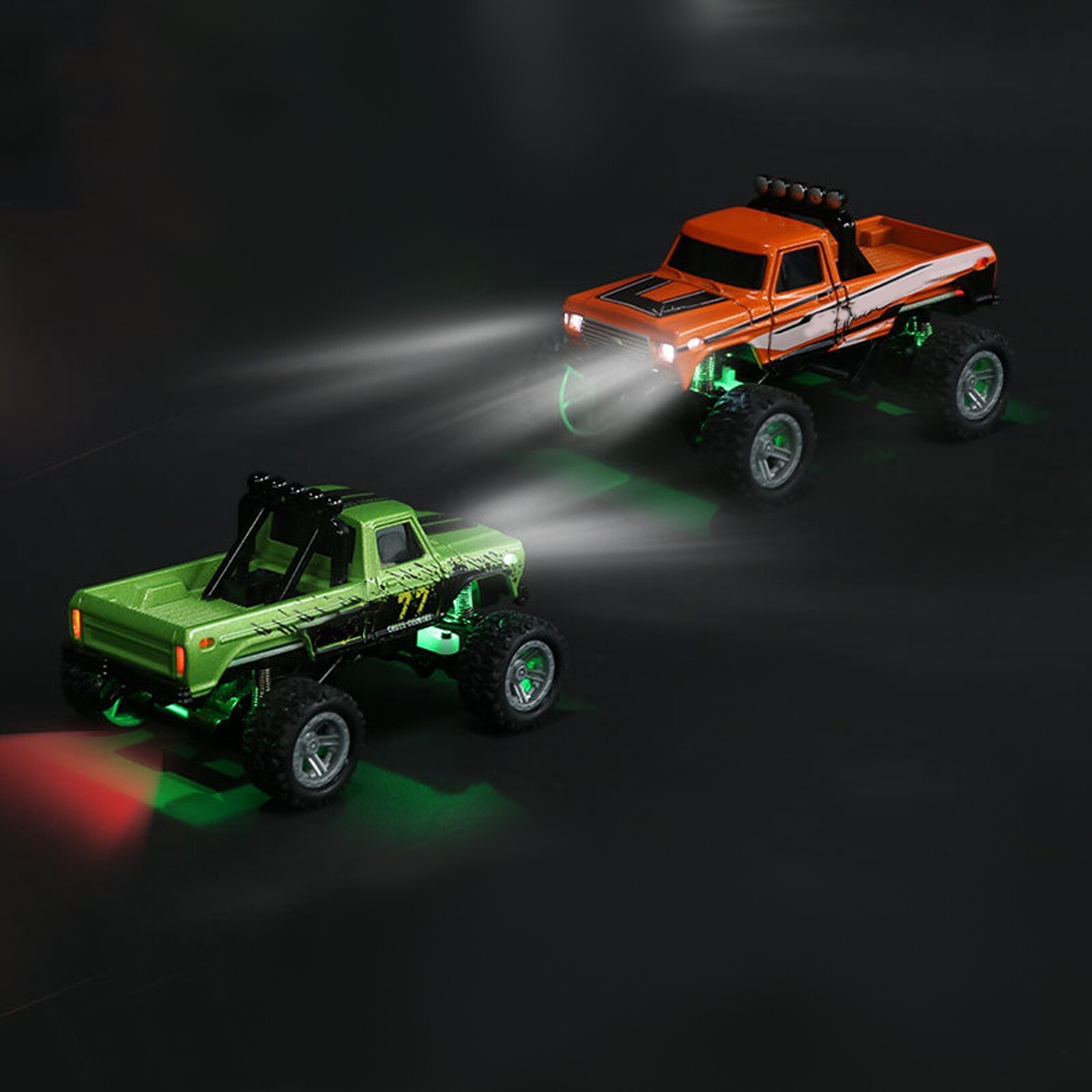 Mini RC Monster Truck USBC Rechargeable Underflow with Trailer,1:64 Scale Alloy