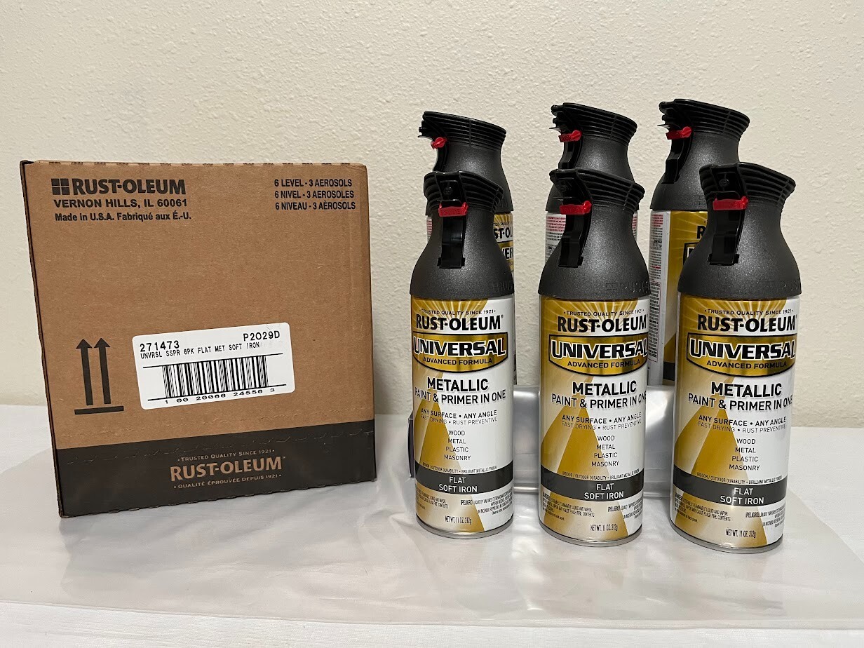 6 x Rust-Oleum  ~ Metallic Flat Soft Iron Spray Paint 11 oz ea  Factory Case