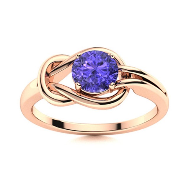 5MM Round Tanzanite Infinity Love Knot Ring 925 Sterling Silver Rose Plated