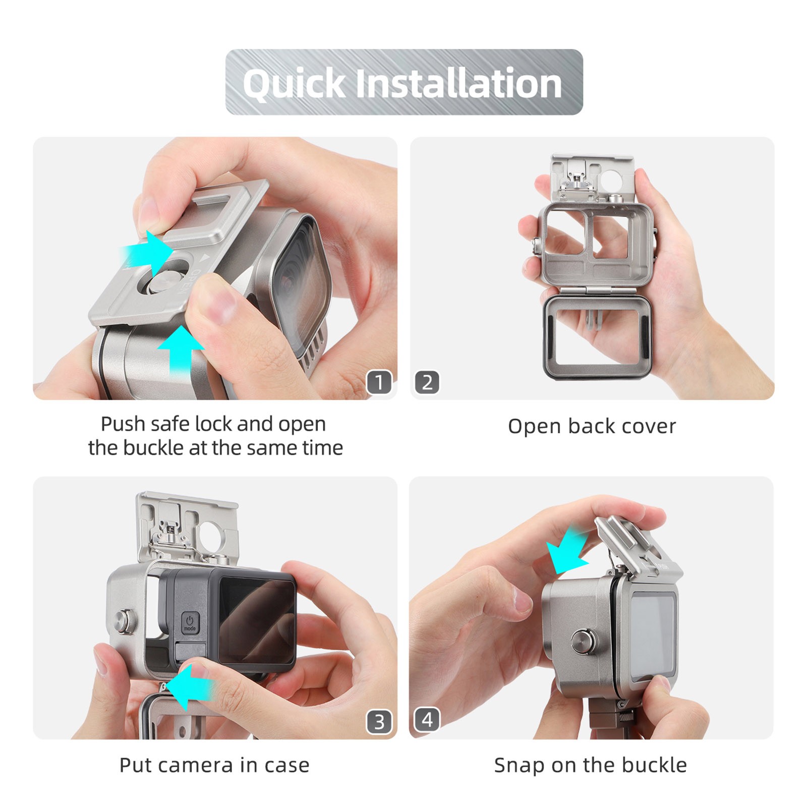 Metal Cage Hero Protective Frame Interface Expansion For GoPro 11/10/9 Camera