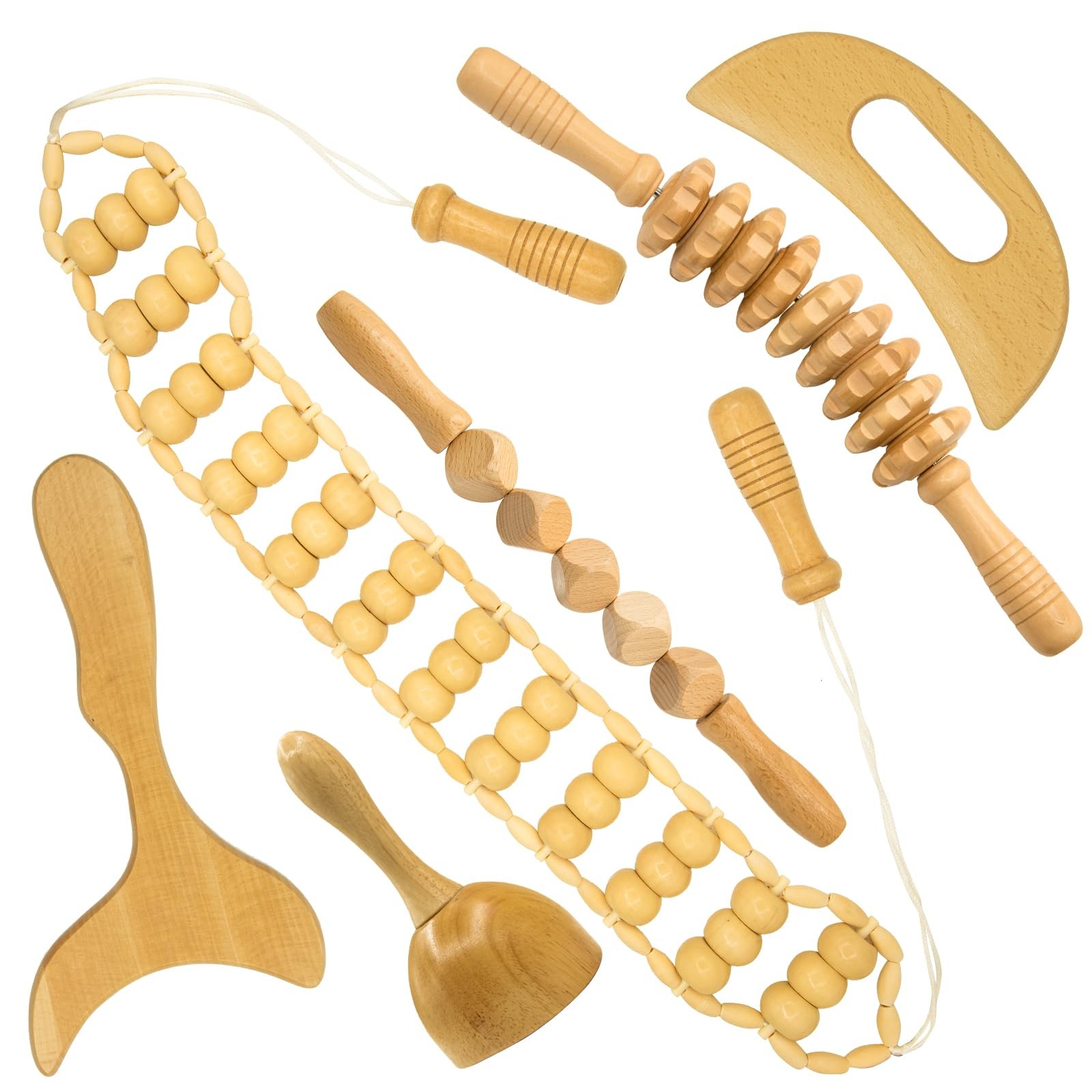 DAOZWUBGIH 6-in-1 Wood Therapy Massage Tools & Lymphatic Natural