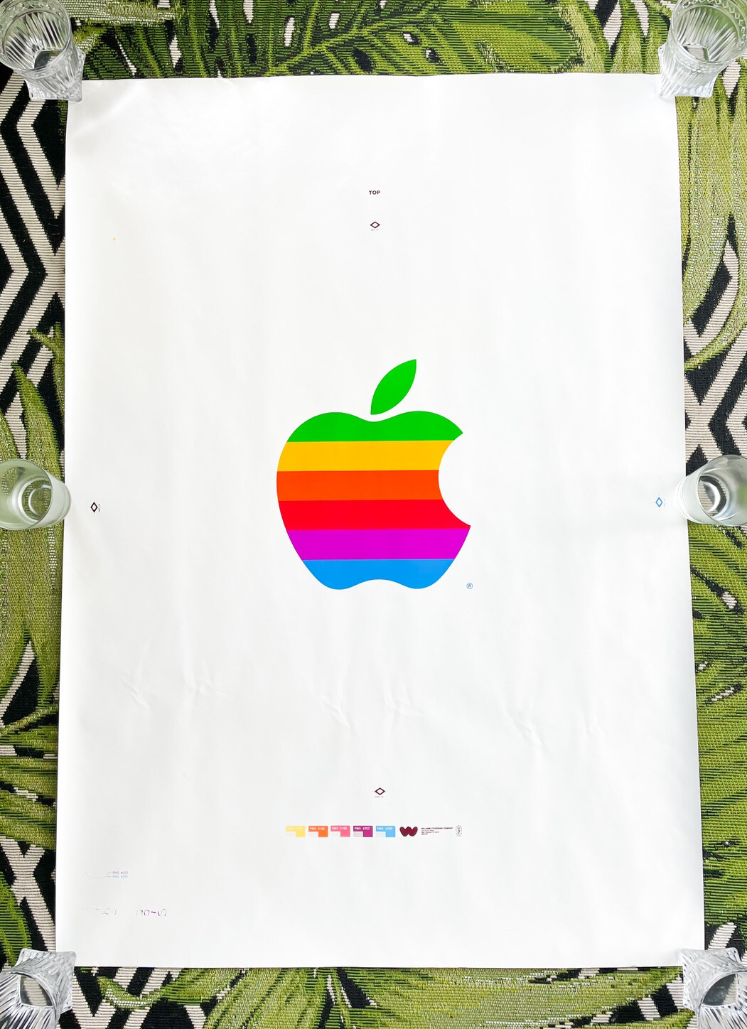 Vintage Apple Computer Poster Advertisement Simple White Rainbow 28x40  Uncut