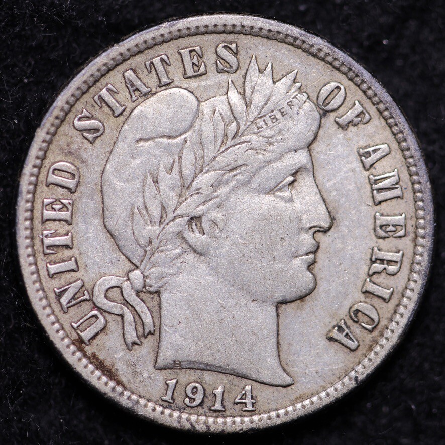 1914-D Barber Dime CHOICE AU FREE SHIPPING E655 TCP