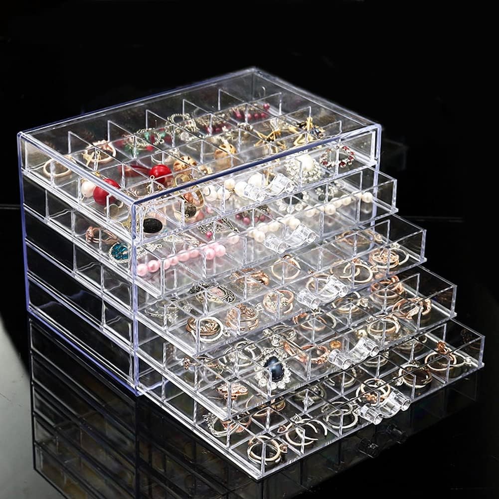 Earring Storage Box Organizer, Acrylic Jewelry Holder 5 Clear