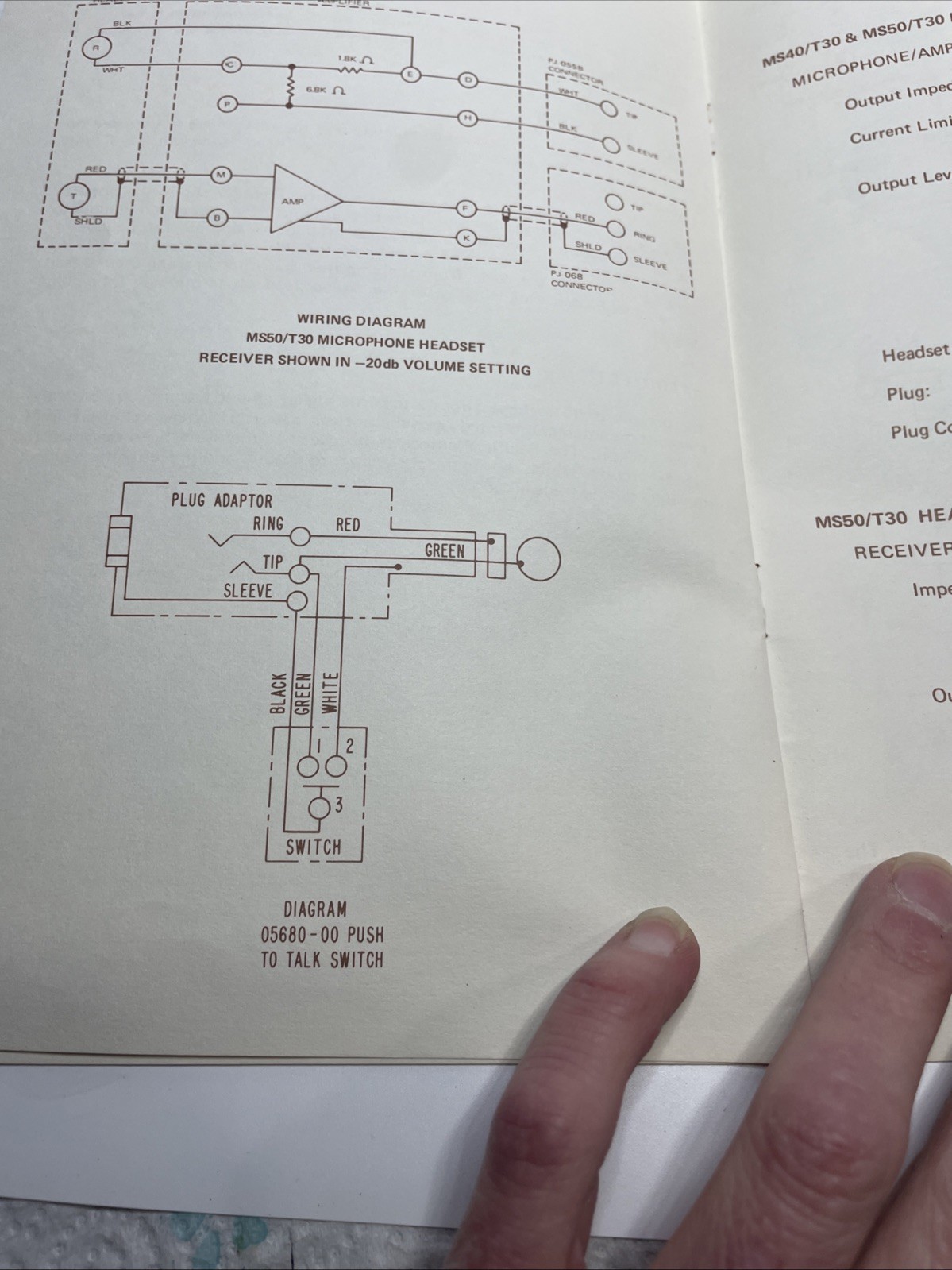 1971 Plantronics Install & Operation Manual MS40/T30-1 & MS50/T30-3 Microphones