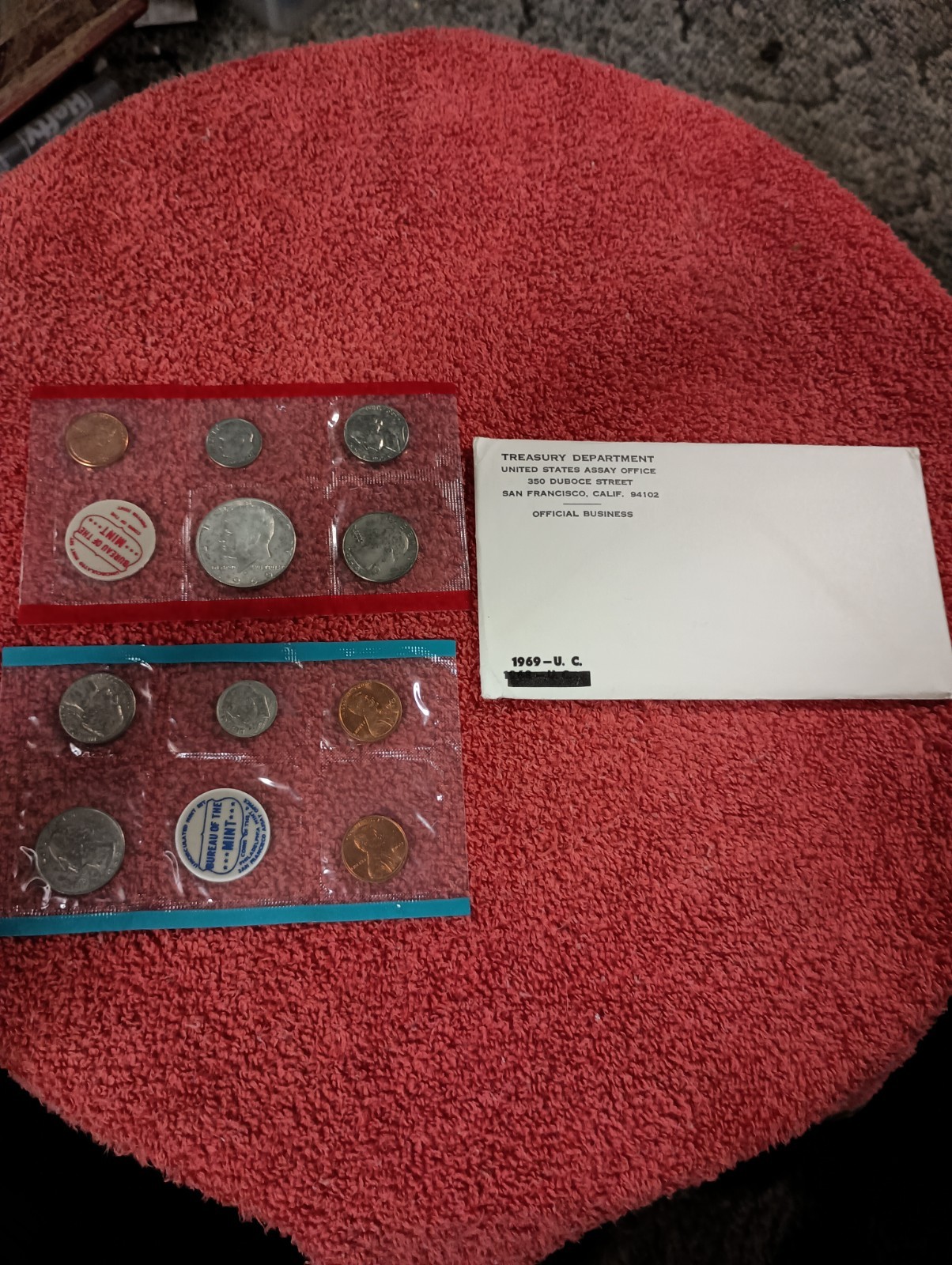 1969-PD US MINT SET UNCIRCULATED BU 10-Coins 1 SILVER in OGP w/Envelope