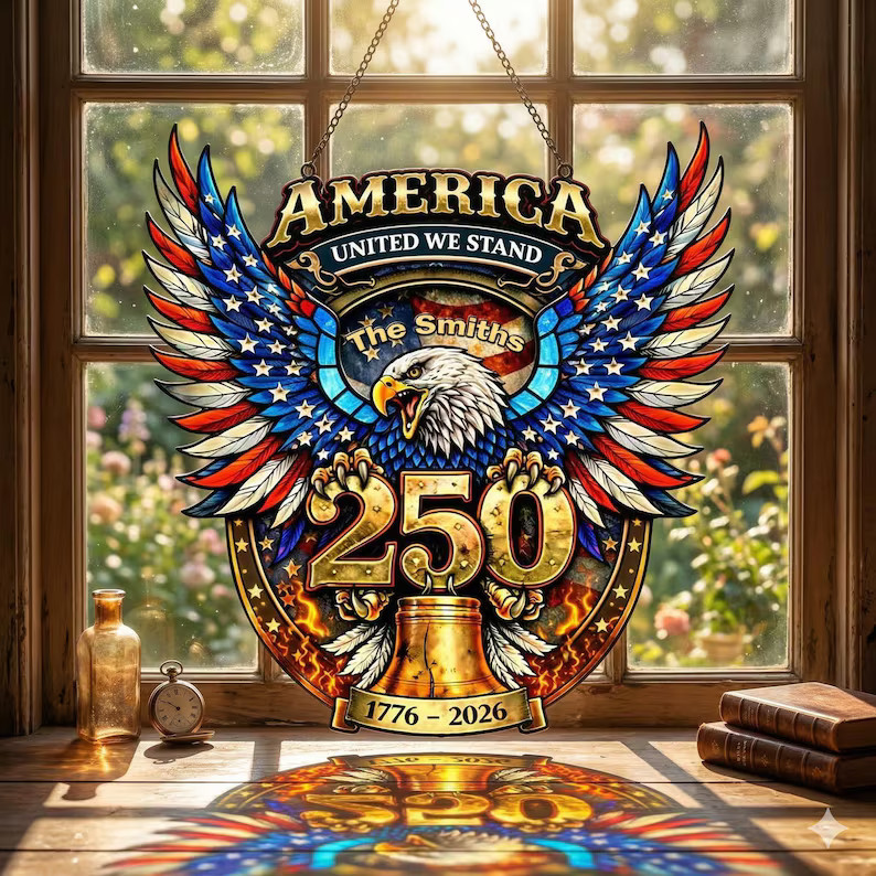 Personalized USA Patriotic Suncatcher Acrylic