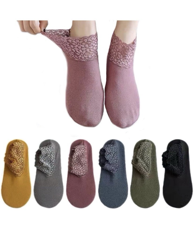 8 Lace Warmer Purple/Plum Ankle Socks / Stockings Soft Anti-Slip Breathable  BN