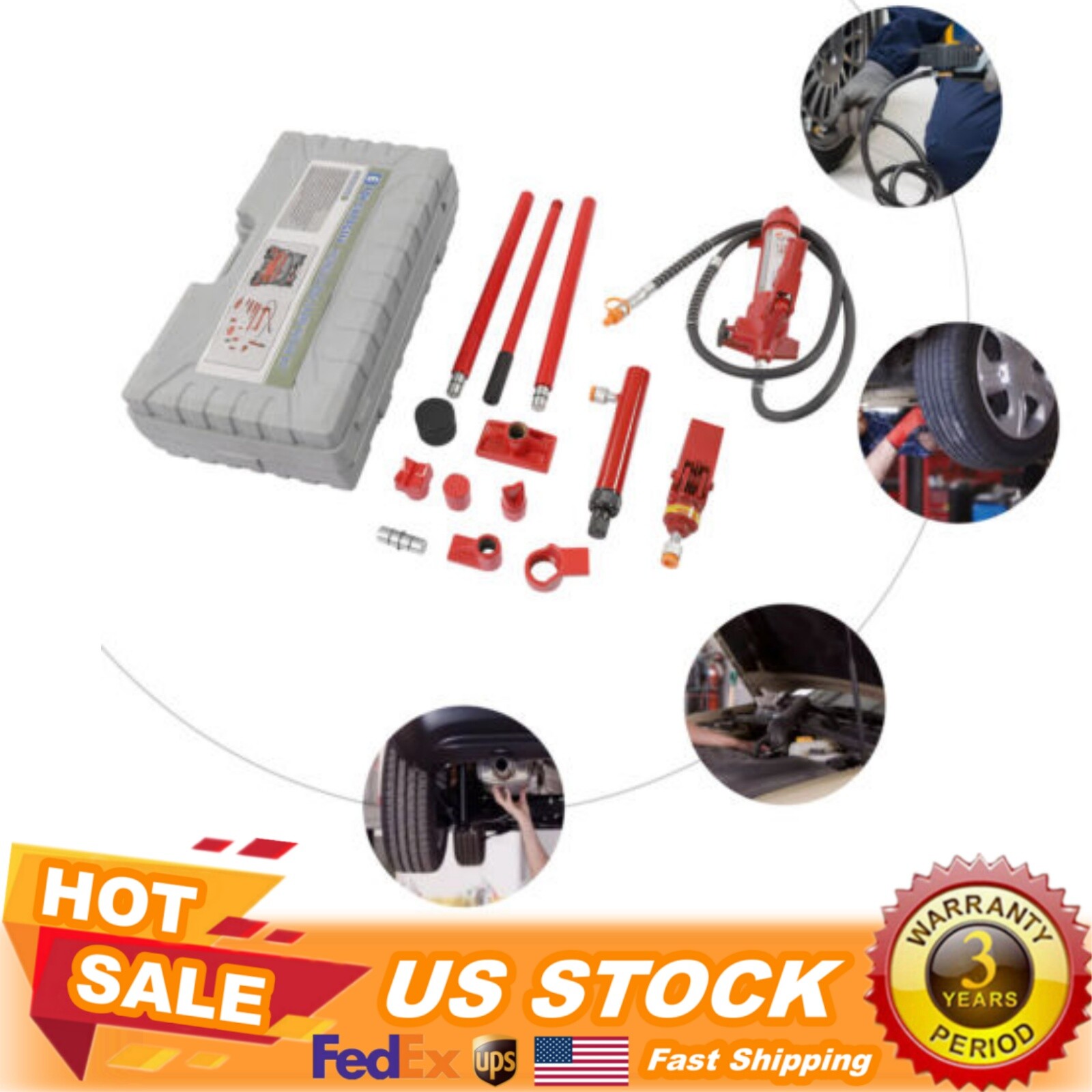 6 Ton Porta Power Hydraulic Jack for Car Repairs, Auto Body Frame Repair Kit