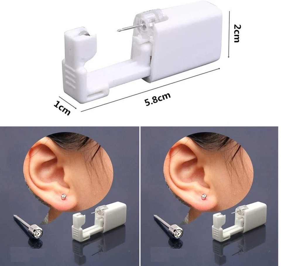 3PCS Disposable Ear Piercing Gun Kit Self Nose Ear Stud Piercer Tool US