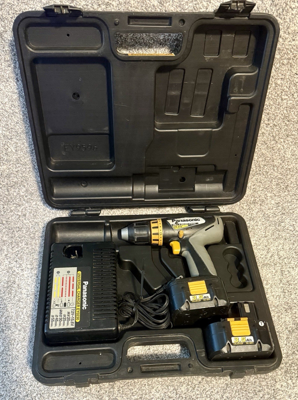 Panasonic EY6432 15.6V Drill-Driver in Case W/ 2 Batteries and Charger - Tested