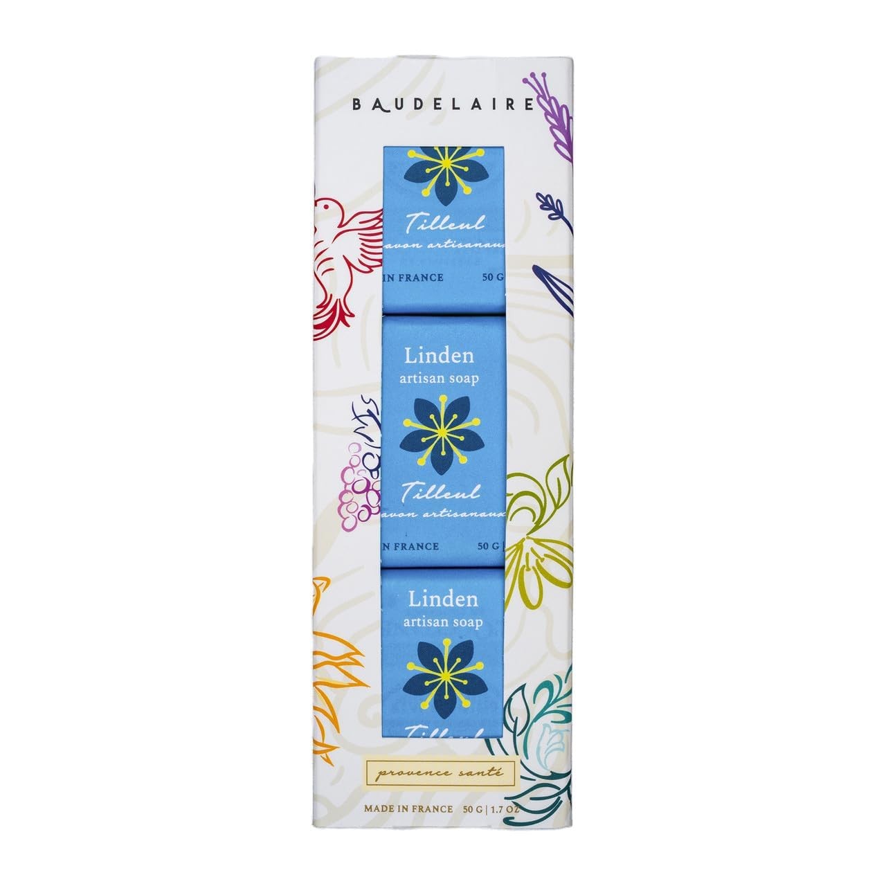 Baudelaire Linden Artisan Travel Soap 1.7oz, 3-Pack - Made in France