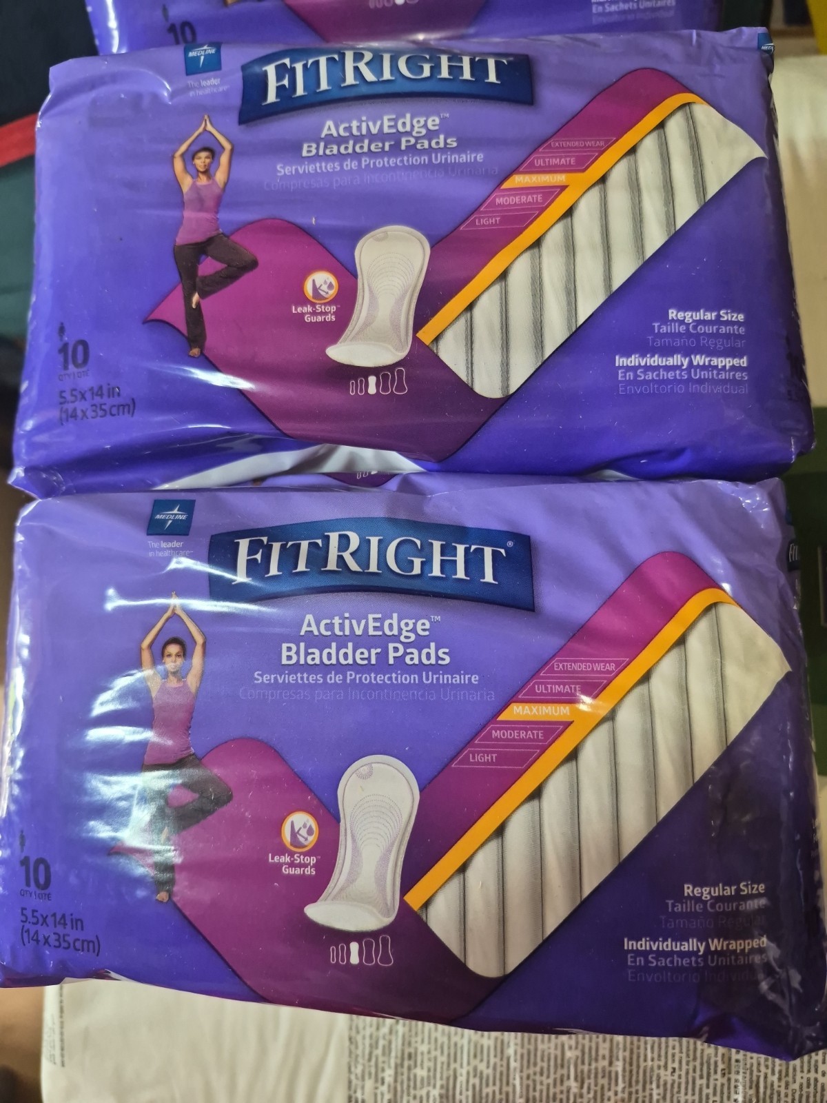 Medline FitRight Bladder Control Pads With ActivEdge Leak Stop Guards Maximum