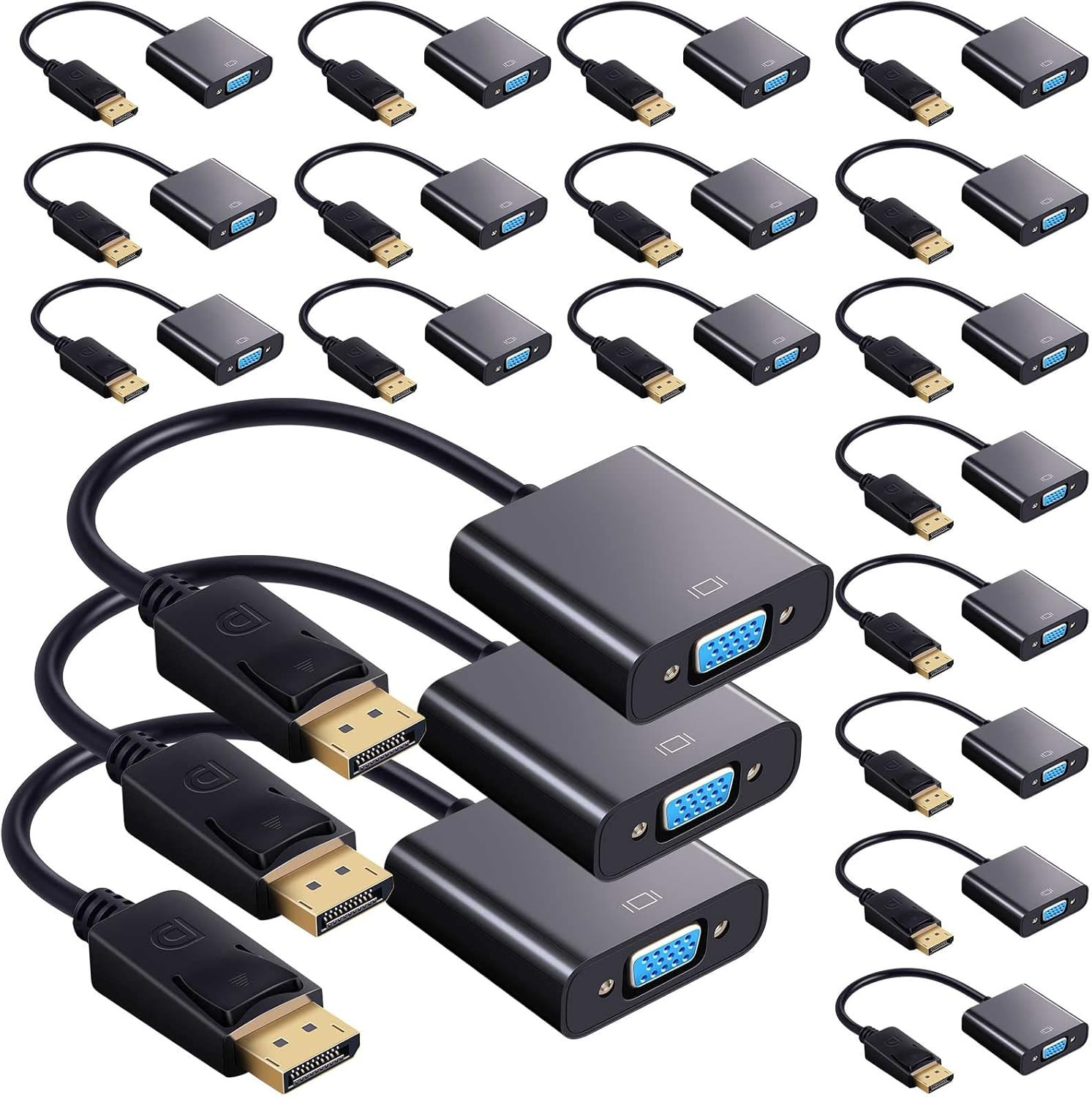 10-Pack Displayport to VGA Adapters Gold Plated for Laptop Monitor PC Projector