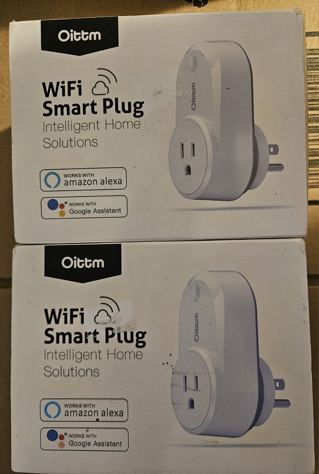 2 White Oittm WiFi Smart Plug, Alexa & Google Assistant, Type B, App-Controlled
