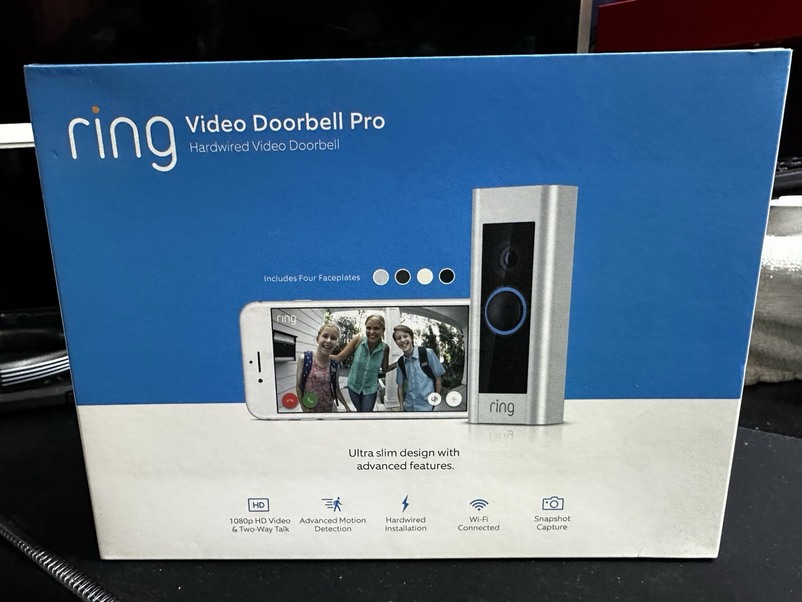 Ring PRO Hard WIRED Smart Video Doorbell Wi-Fi with 4 Faceplates New Sealed