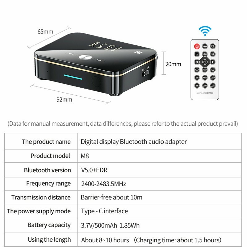 USB Bluetooth 5.0 Transmitter Receiver Wireless NFC to 2RCA Stereo Audio Adapter